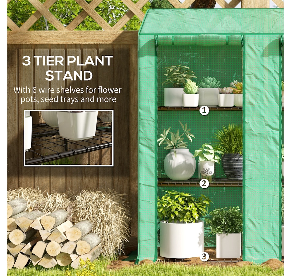 Image 964957_ALTMORE4.jpg, Product 964-957 / Price $69.99, Outsunny Mini Greenhouse with 3 Tier 6 Shelves Portable Green House, Green from Outsunny on TSC.ca's Home & Garden department