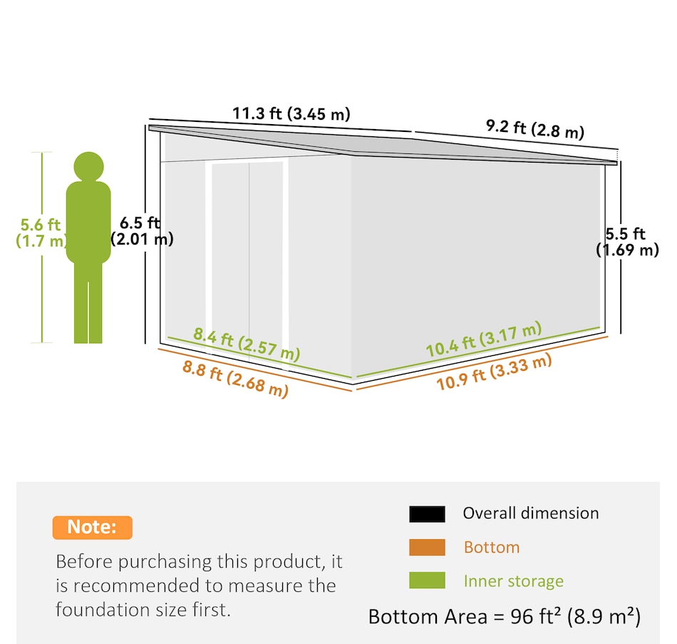 Image 964962_ALTMORE2.jpg, Product 964-962 / Price $629.99, Outsunny 11' x 9' Steel Garden Storage Shed, Outdoor Metal Tool House from Outsunny on TSC.ca's Home & Garden department
