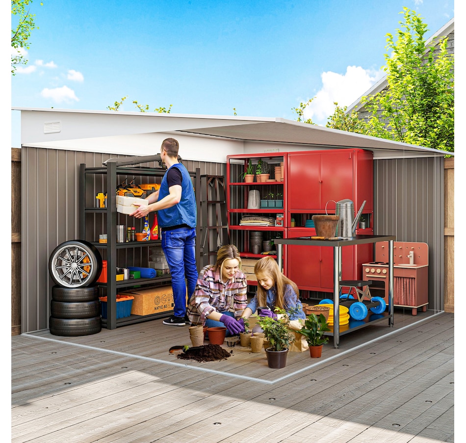 Image 964962_ALTMORE3.jpg, Product 964-962 / Price $629.99, Outsunny 11' x 9' Steel Garden Storage Shed, Outdoor Metal Tool House from Outsunny on TSC.ca's Home & Garden department