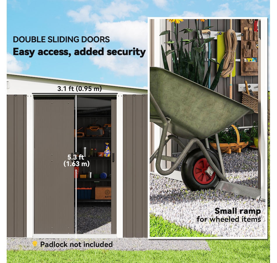 Image 964962_ALTMORE9.jpg, Product 964-962 / Price $629.99, Outsunny 11' x 9' Steel Garden Storage Shed, Outdoor Metal Tool House from Outsunny on TSC.ca's Home & Garden department