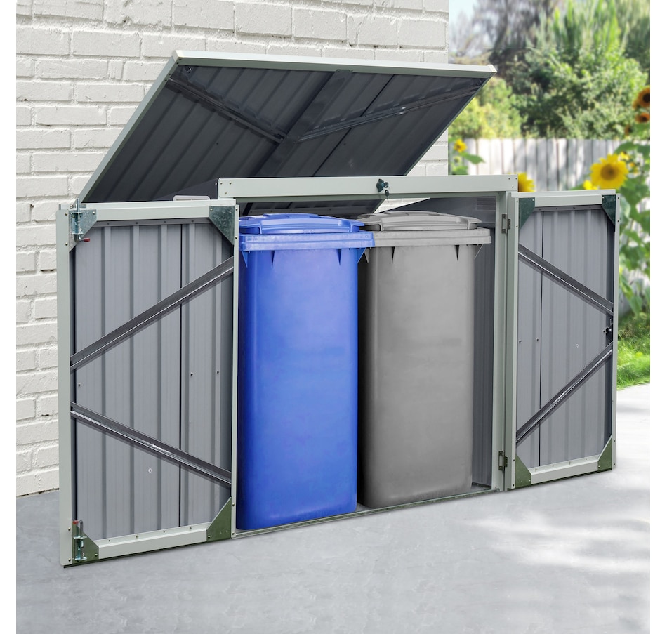 Image 964965_ALTMORE1.jpg, Product 964-965 / Price $329.99, Outsunny 5ft x 3ft Outdoor Garbage Bin Storage Shed, Metal Garbage Shed from Outsunny on TSC.ca's Home & Garden department