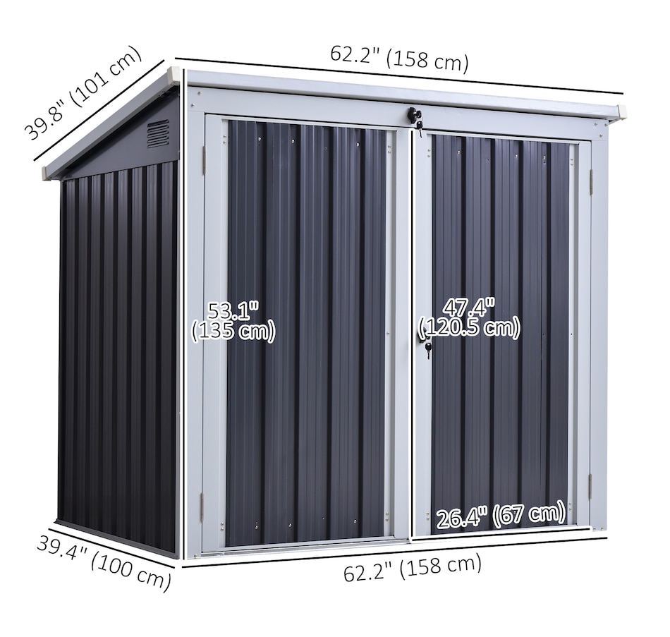 Image 964965_ALTMORE2.jpg, Product 964-965 / Price $329.99, Outsunny 5ft x 3ft Outdoor Garbage Bin Storage Shed, Metal Garbage Shed from Outsunny on TSC.ca's Home & Garden department