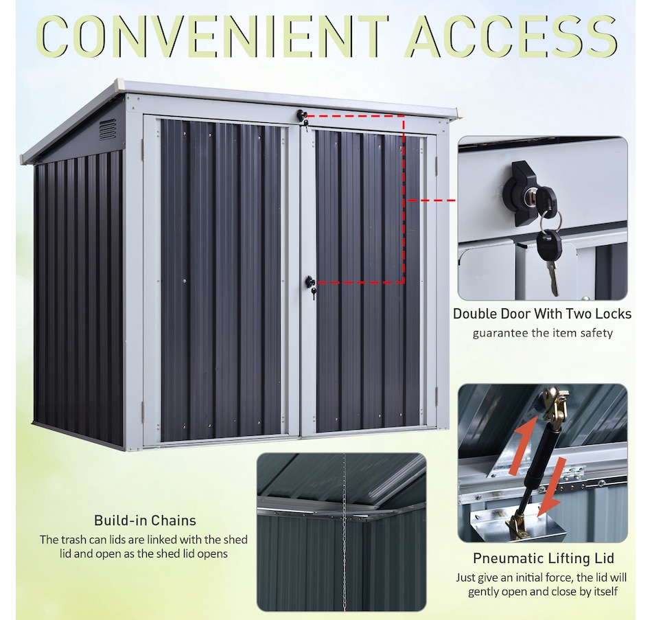 Image 964965_ALTMORE3.jpg, Product 964-965 / Price $329.99, Outsunny 5ft x 3ft Outdoor Garbage Bin Storage Shed, Metal Garbage Shed from Outsunny on TSC.ca's Home & Garden department