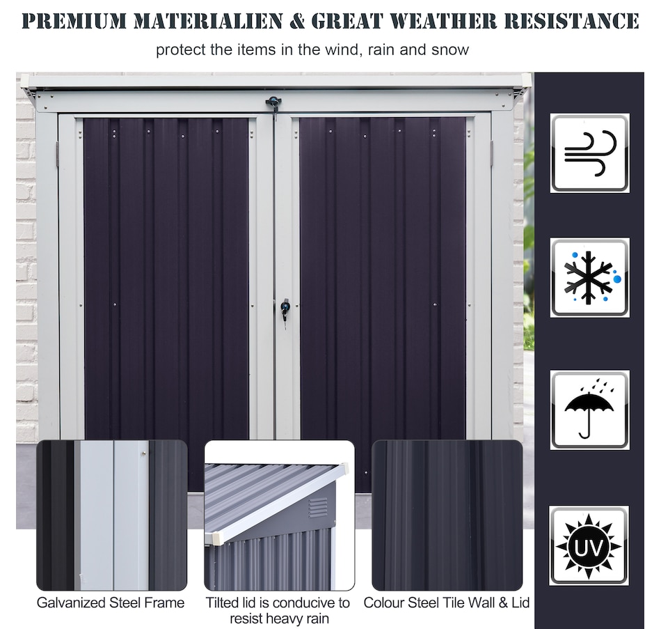 Image 964965_ALTMORE4.jpg, Product 964-965 / Price $329.99, Outsunny 5ft x 3ft Outdoor Garbage Bin Storage Shed, Metal Garbage Shed from Outsunny on TSC.ca's Home & Garden department