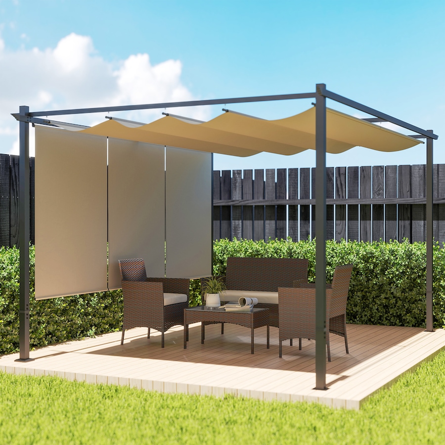 Image 964968_ALTMORE1.jpg, Product 964-968 / Price $399.99, Outsunny 10' x 12' Retractable Pergola Canopy with Roller Shade, Beige from Outsunny on TSC.ca's Home & Garden department