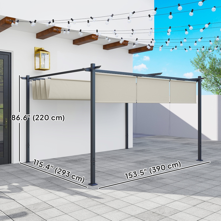 Image 964968_ALTMORE2.jpg, Product 964-968 / Price $399.99, Outsunny 10' x 12' Retractable Pergola Canopy with Roller Shade, Beige from Outsunny on TSC.ca's Home & Garden department