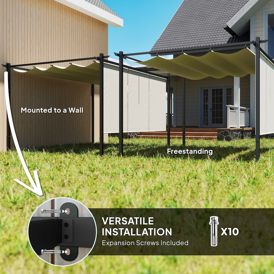 Image 964968_ALTMORE5.jpg, Product 964-968 / Price $399.99, Outsunny 10' x 12' Retractable Pergola Canopy with Roller Shade, Beige from Outsunny on TSC.ca's Home & Garden department