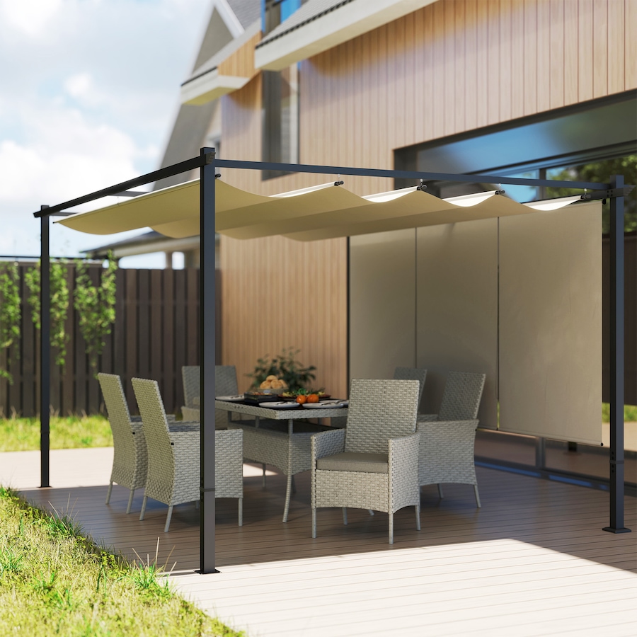 Image 964968_ALTMORE7.jpg, Product 964-968 / Price $399.99, Outsunny 10' x 12' Retractable Pergola Canopy with Roller Shade, Beige from Outsunny on TSC.ca's Home & Garden department