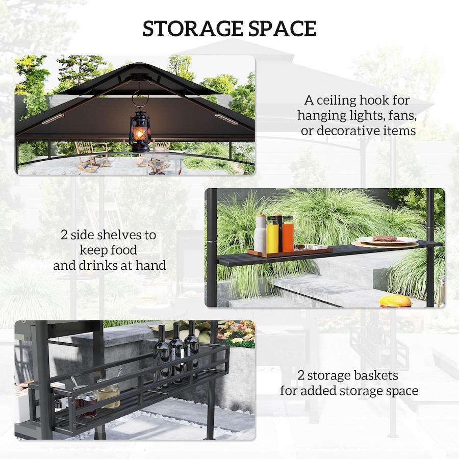 Image 964969_ALTMORE11.jpg, Product 964-969 / Price $189.99, Outsunny 8' x 5' Grill Gazebo, 2-Tier Outdoor BBQ Gazebo, Dark Grey from Outsunny on TSC.ca's Home & Garden department