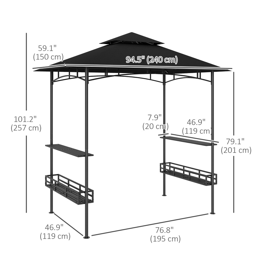Image 964969_ALTMORE2.jpg, Product 964-969 / Price $189.99, Outsunny 8' x 5' Grill Gazebo, 2-Tier Outdoor BBQ Gazebo, Dark Grey from Outsunny on TSC.ca's Home & Garden department