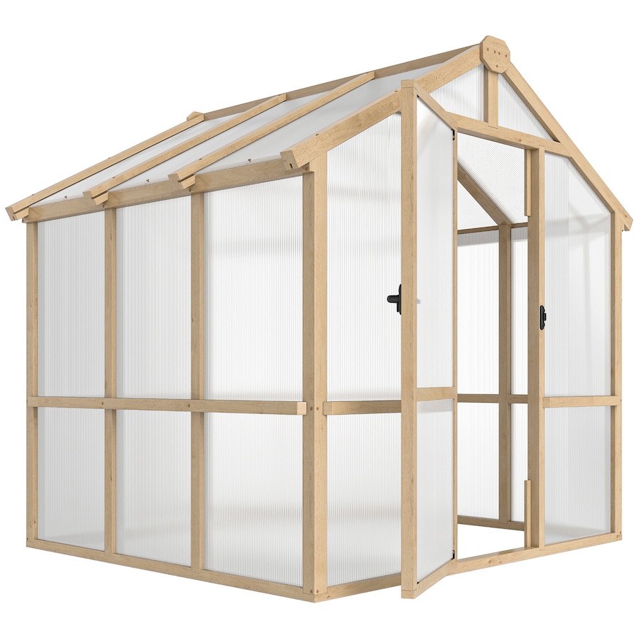 Image 964971.jpg, Product 964-971 / Price $569.99, Outsunny 6.6 x 6ft Polycarbonate Greenhouse Walk-in Wooden Green House from Outsunny on TSC.ca's Home & Garden department