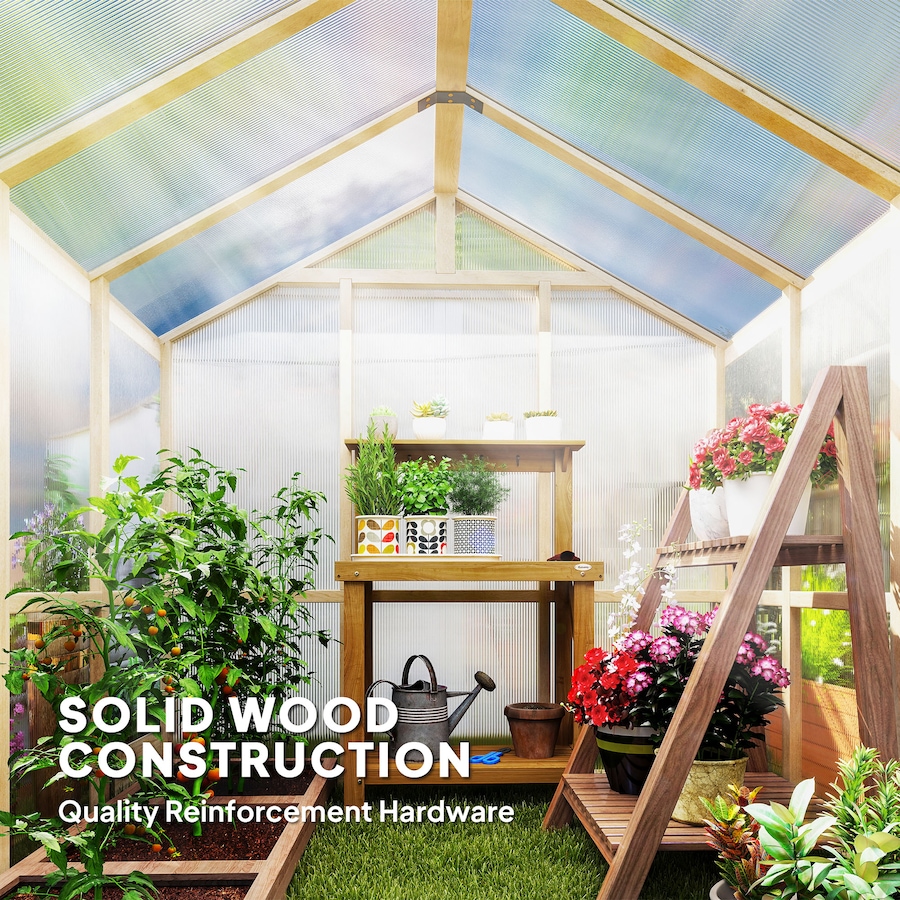 Image 964971_ALTMORE4.jpg, Product 964-971 / Price $569.99, Outsunny 6.6 x 6ft Polycarbonate Greenhouse Walk-in Wooden Green House from Outsunny on TSC.ca's Home & Garden department