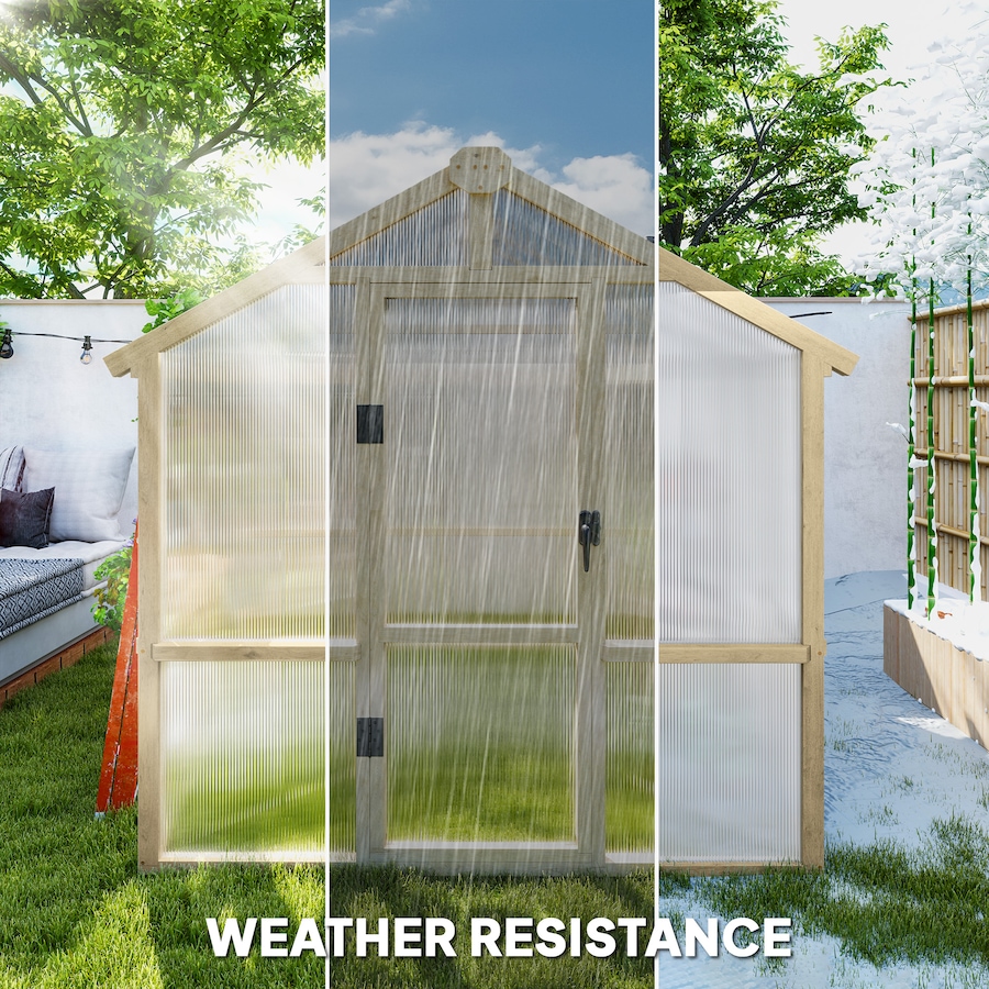 Image 964971_ALTMORE6.jpg, Product 964-971 / Price $569.99, Outsunny 6.6 x 6ft Polycarbonate Greenhouse Walk-in Wooden Green House from Outsunny on TSC.ca's Home & Garden department