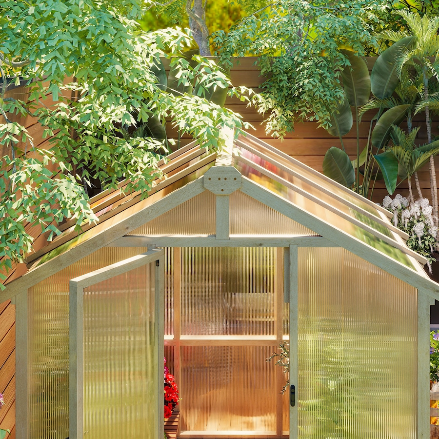Image 964971_ALTMORE8.jpg, Product 964-971 / Price $569.99, Outsunny 6.6 x 6ft Polycarbonate Greenhouse Walk-in Wooden Green House from Outsunny on TSC.ca's Home & Garden department