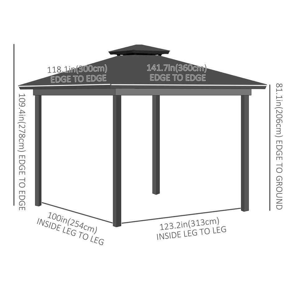 Image 964973_ALTMORE2.jpg, Product 964-973 / Price $849.99, Outsunny 10' x 12' Outdoor Gazebo Canopy from Outsunny on TSC.ca's Home & Garden department