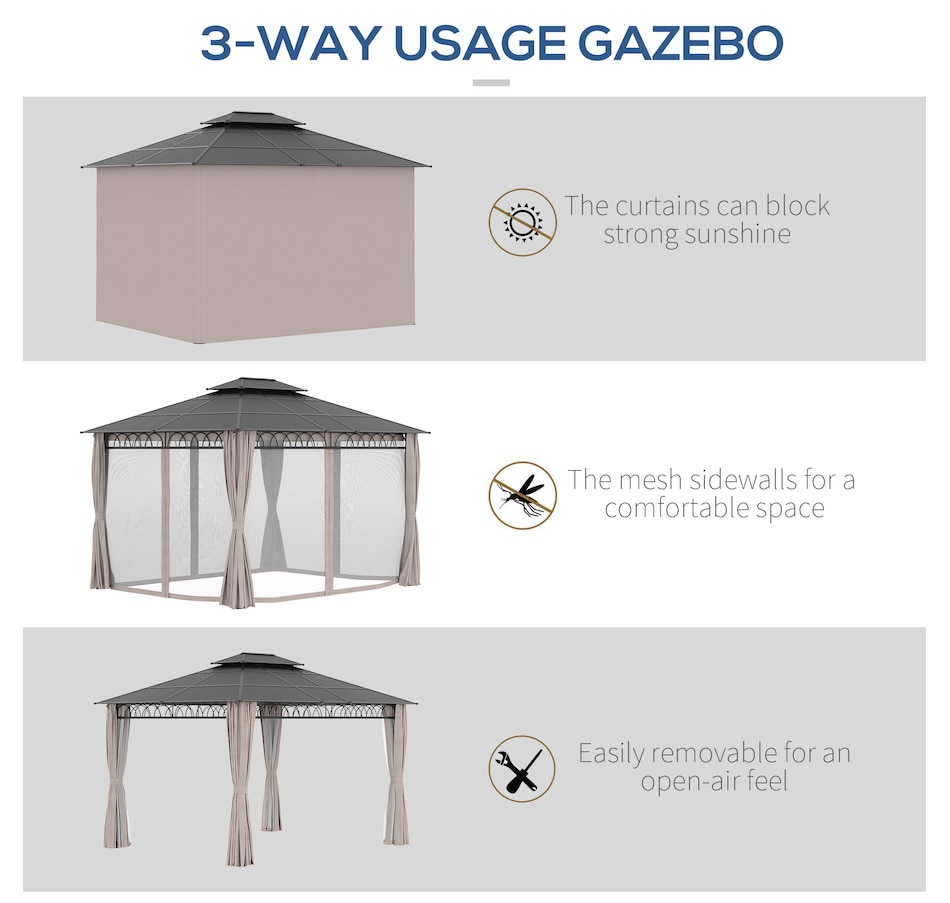 Image 964973_ALTMORE4.jpg, Product 964-973 / Price $849.99, Outsunny 10' x 12' Outdoor Gazebo Canopy from Outsunny on TSC.ca's Home & Garden department
