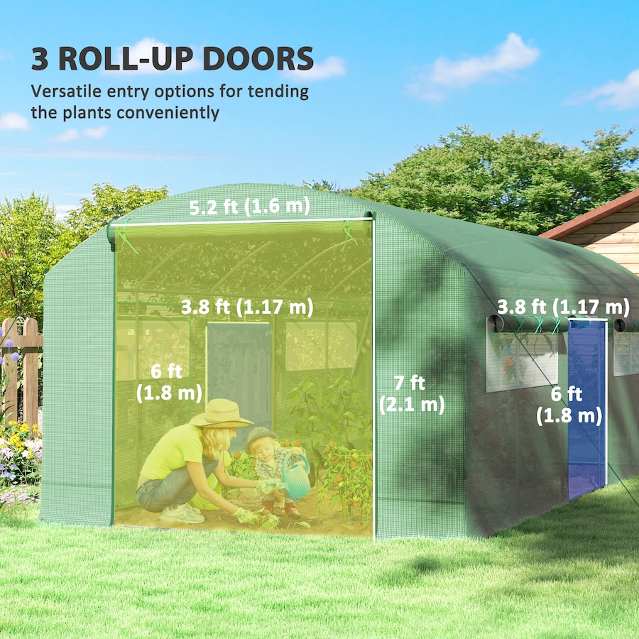 Image 964975_ALTMORE10.jpg, Product 964-975 / Price $229.99, Outsunny 19.5' x 10' Tunnel Greenhouse Green House with 3 Roll-up Doors from Outsunny on TSC.ca's Home & Garden department