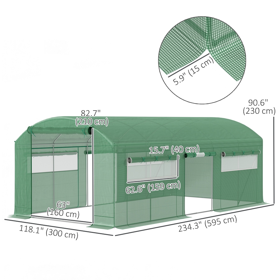 Image 964975_ALTMORE2.jpg, Product 964-975 / Price $229.99, Outsunny 19.5' x 10' Tunnel Greenhouse Green House with 3 Roll-up Doors from Outsunny on TSC.ca's Home & Garden department