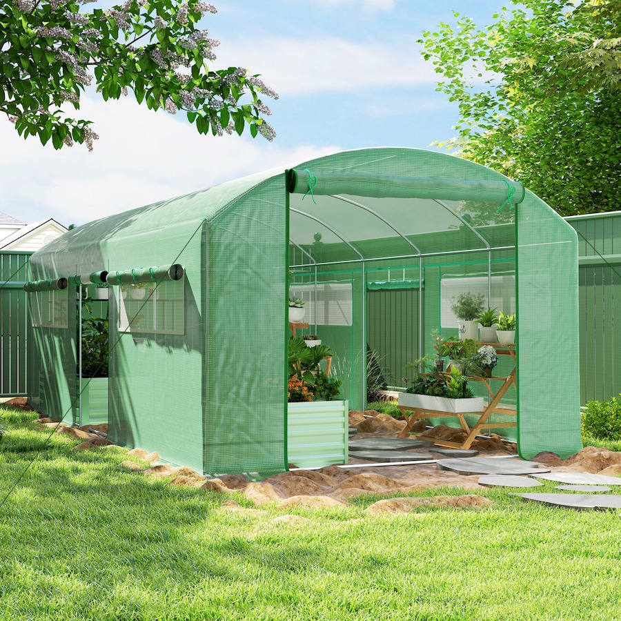 Image 964975_ALTMORE9.jpg, Product 964-975 / Price $229.99, Outsunny 19.5' x 10' Tunnel Greenhouse Green House with 3 Roll-up Doors from Outsunny on TSC.ca's Home & Garden department
