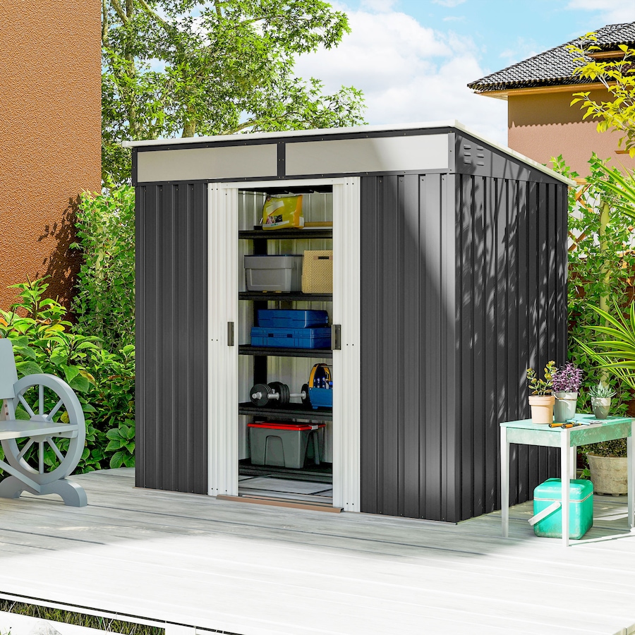 Image 964977_ALTMORE14.jpg, Product 964-977 / Price $349.99, Outsunny 6.5'x4' Lockable Outdoor Storage Shed w/ Foundation Sliding Doors from Outsunny on TSC.ca's Home & Garden department