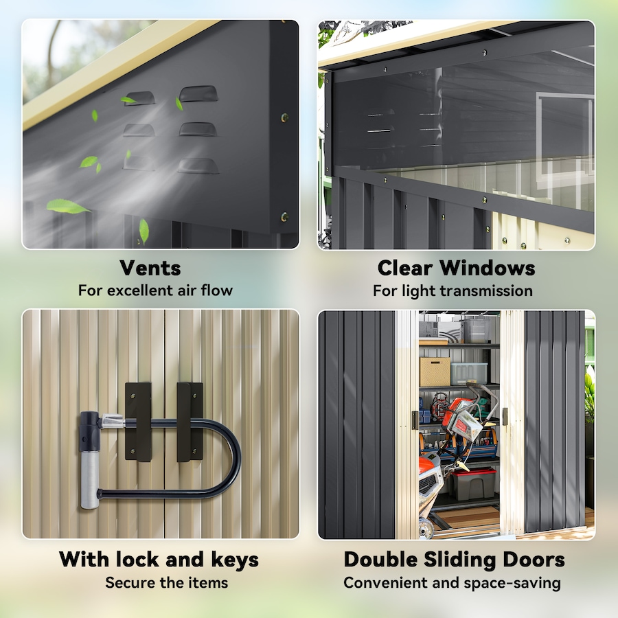Image 964977_ALTMORE19.jpg, Product 964-977 / Price $349.99, Outsunny 6.5'x4' Lockable Outdoor Storage Shed w/ Foundation Sliding Doors from Outsunny on TSC.ca's Home & Garden department