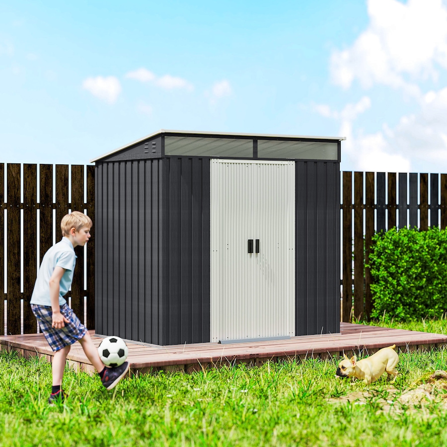 Image 964977_ALTMORE21.jpg, Product 964-977 / Price $349.99, Outsunny 6.5'x4' Lockable Outdoor Storage Shed w/ Foundation Sliding Doors from Outsunny on TSC.ca's Home & Garden department