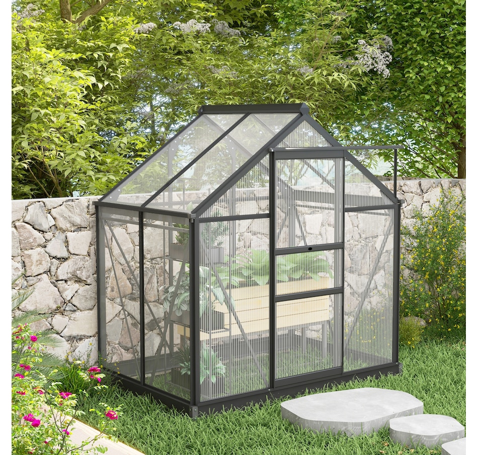 Image 964996_ALTMORE1.jpg, Product 964-996 / Price $359.99, Outsunny 6' x 4' x 6.6' Aluminum Polycarbonate Walk-In Garden Greenhouse from Outsunny on TSC.ca's Home & Garden department