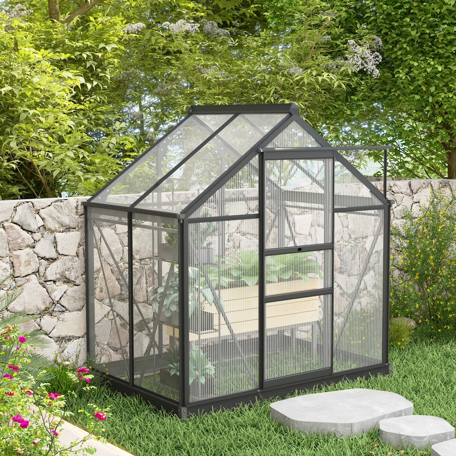 Image 964996_ALTMORE1.jpg, Product 964-996 / Price $369.99, Outsunny 6' x 4' x 6.6' Aluminum Polycarbonate Walk-In Garden Greenhouse from Outsunny on TSC.ca's Home & Garden department