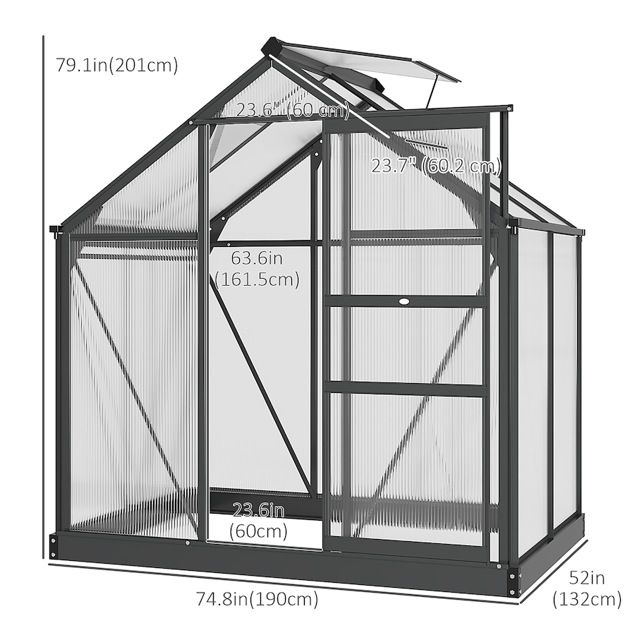 Image 964996_ALTMORE2.jpg, Product 964-996 / Price $369.99, Outsunny 6' x 4' x 6.6' Aluminum Polycarbonate Walk-In Garden Greenhouse from Outsunny on TSC.ca's Home & Garden department