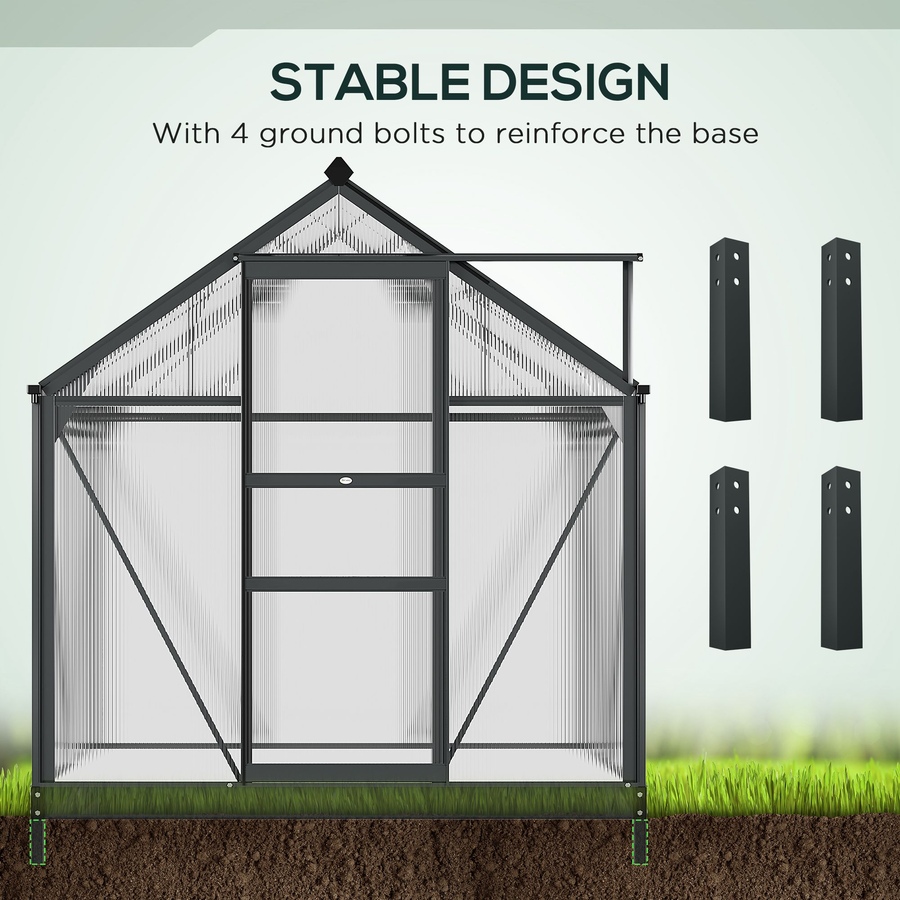 Image 964996_ALTMORE3.jpg, Product 964-996 / Price $369.99, Outsunny 6' x 4' x 6.6' Aluminum Polycarbonate Walk-In Garden Greenhouse from Outsunny on TSC.ca's Home & Garden department