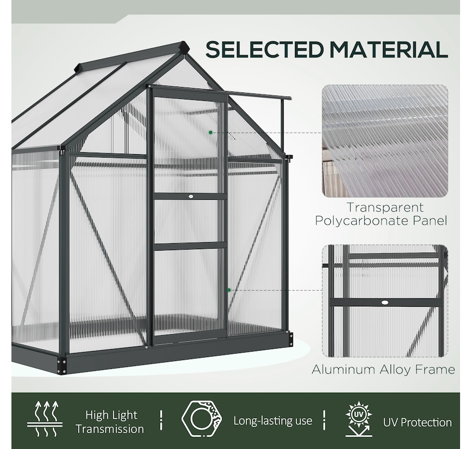 Image 964996_ALTMORE4.jpg, Product 964-996 / Price $359.99, Outsunny 6' x 4' x 6.6' Aluminum Polycarbonate Walk-In Garden Greenhouse from Outsunny on TSC.ca's Home & Garden department