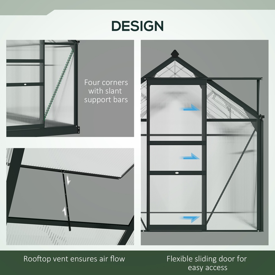 Image 964996_ALTMORE5.jpg, Product 964-996 / Price $369.99, Outsunny 6' x 4' x 6.6' Aluminum Polycarbonate Walk-In Garden Greenhouse from Outsunny on TSC.ca's Home & Garden department