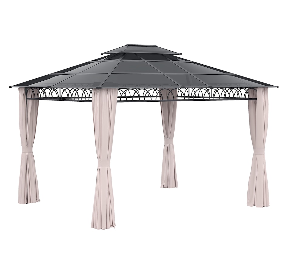 Image 964997.jpg, Product 964-997 / Price $836.99, Outsunny 10' x 12' Double Roof Hardtop Gazebo with Nettings Curtains Khaki from Outsunny on TSC.ca's Home & Garden department