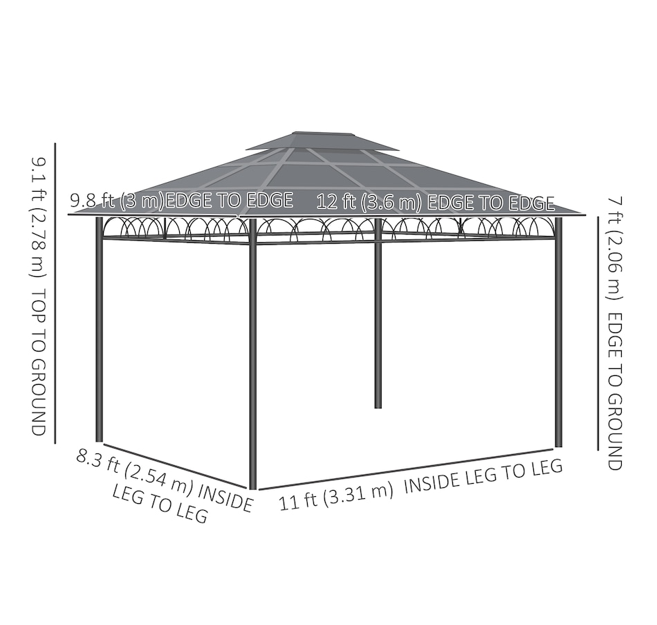 Image 964997_ALTMORE2.jpg, Product 964-997 / Price $836.99, Outsunny 10' x 12' Double Roof Hardtop Gazebo with Nettings Curtains Khaki from Outsunny on TSC.ca's Home & Garden department