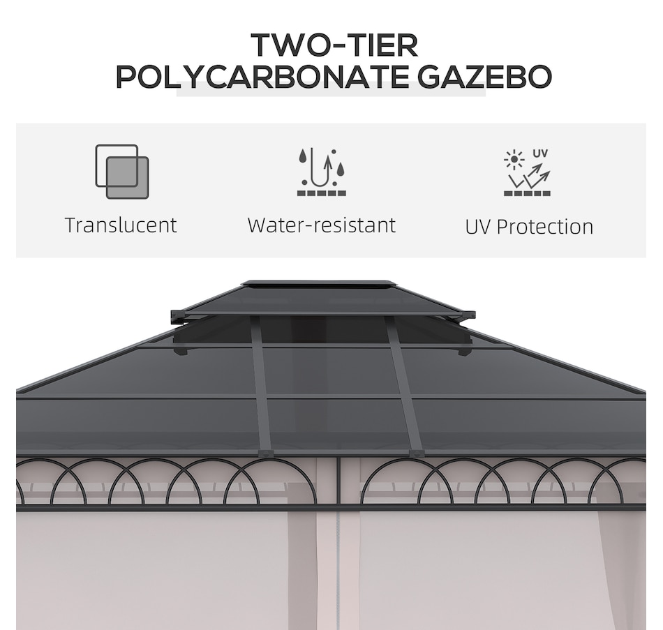 Image 964997_ALTMORE3.jpg, Product 964-997 / Price $836.99, Outsunny 10' x 12' Double Roof Hardtop Gazebo with Nettings Curtains Khaki from Outsunny on TSC.ca's Home & Garden department