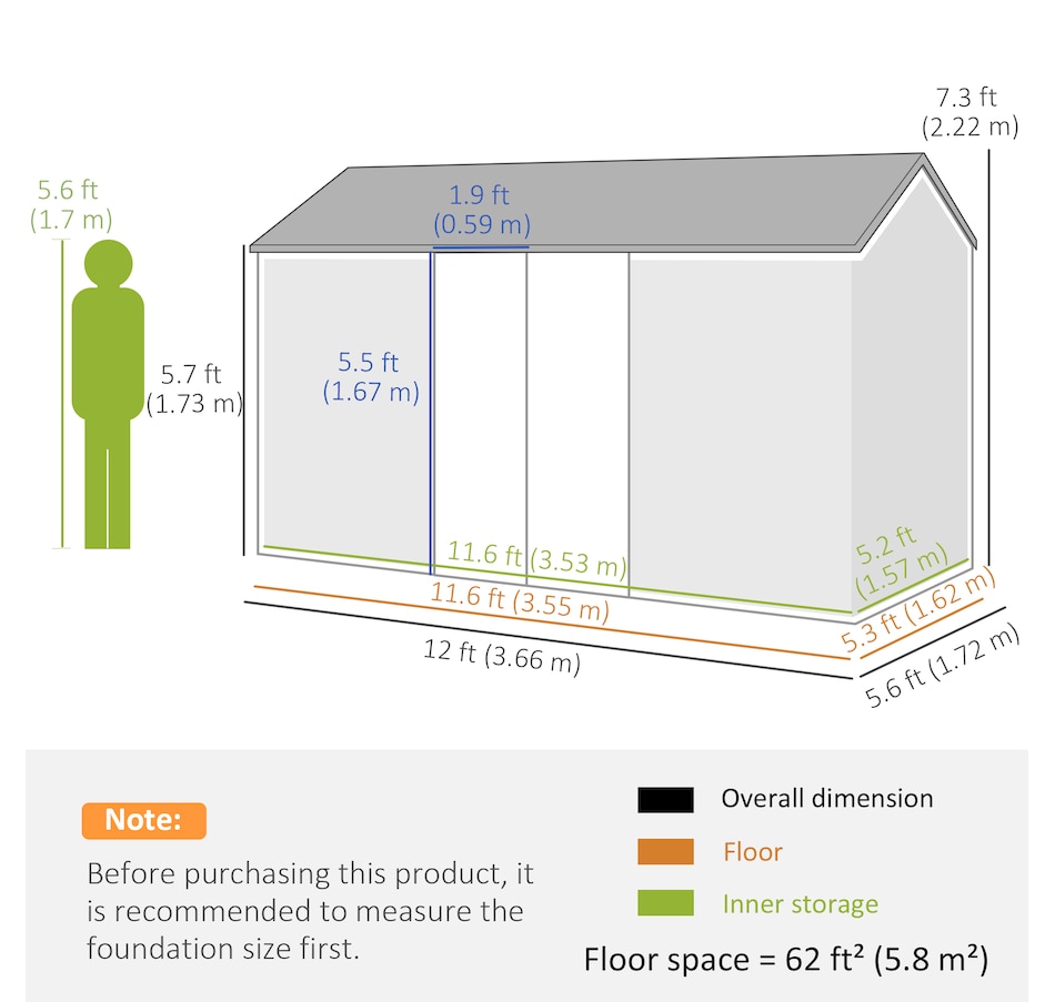 Image 964998_ALTMORE10.jpg, Product 964-998 / Price $899.99, Outsunny 12' x 5.5' Outdoor Storage Shed from Outsunny on TSC.ca's Home & Garden department