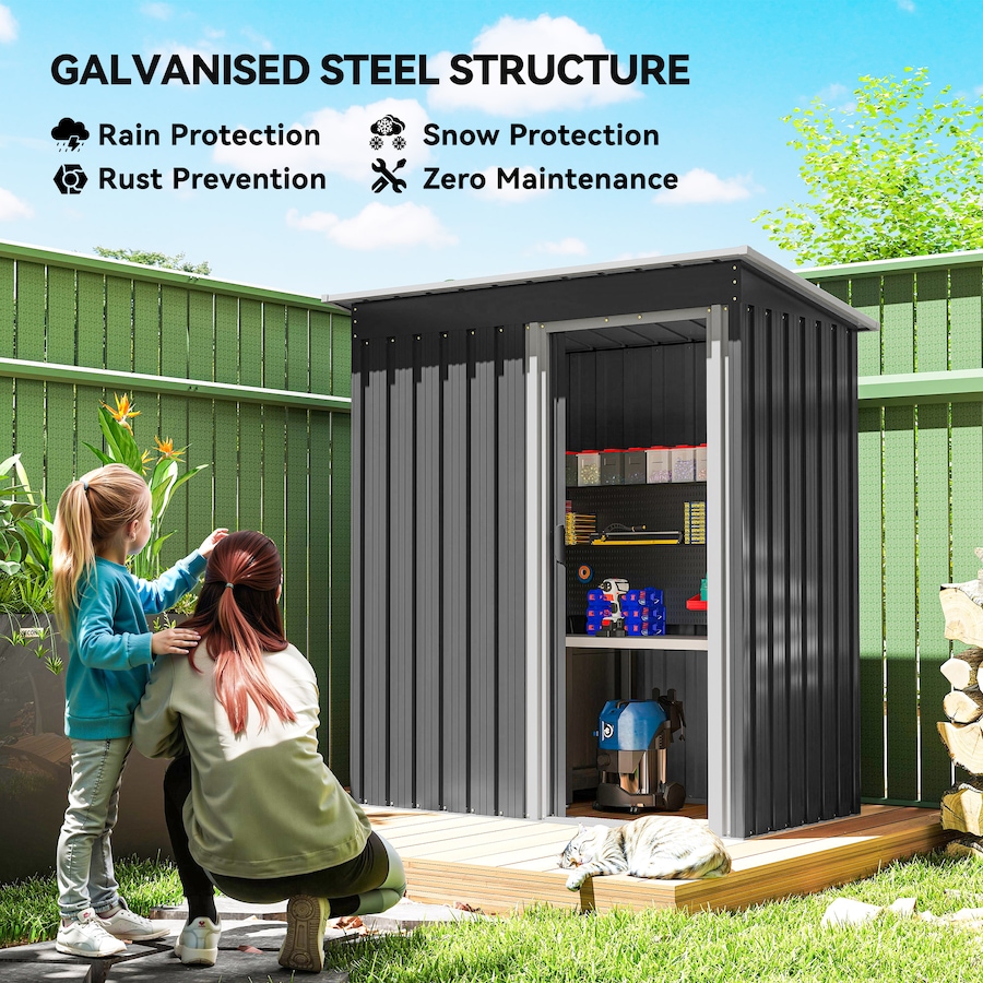 Image 965003_ALTMORE11.jpg, Product 965-003 / Price $219.99, Outsunny 5 x 3 FT Garden Storage Shed Sliding Door Sloped Roof Black from Outsunny on TSC.ca's Home & Garden department