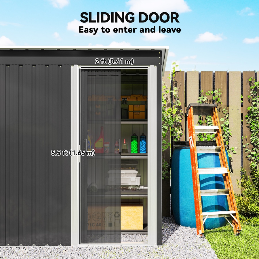 Image 965003_ALTMORE12.jpg, Product 965-003 / Price $219.99, Outsunny 5 x 3 FT Garden Storage Shed Sliding Door Sloped Roof Black from Outsunny on TSC.ca's Home & Garden department