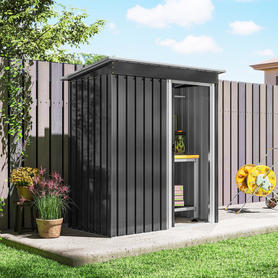 Image 965003_ALTMORE15.jpg, Product 965-003 / Price $219.99, Outsunny 5 x 3 FT Garden Storage Shed Sliding Door Sloped Roof Black from Outsunny on TSC.ca's Home & Garden department