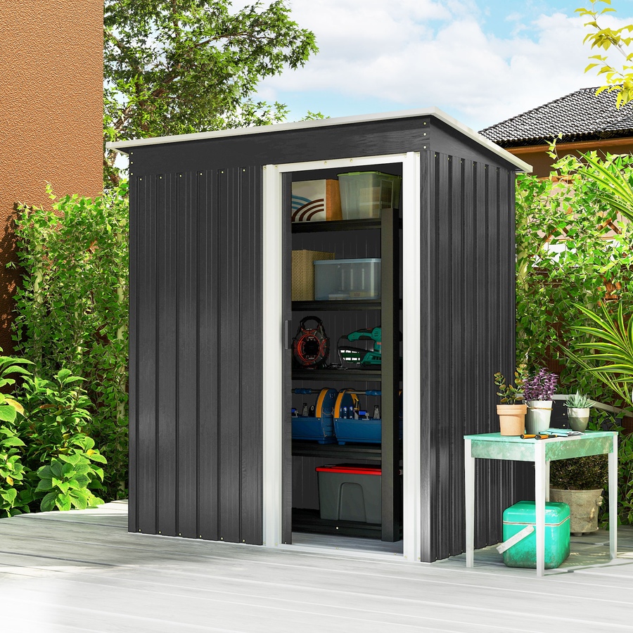 Image 965003_ALTMORE17.jpg, Product 965-003 / Price $219.99, Outsunny 5 x 3 FT Garden Storage Shed Sliding Door Sloped Roof Black from Outsunny on TSC.ca's Home & Garden department