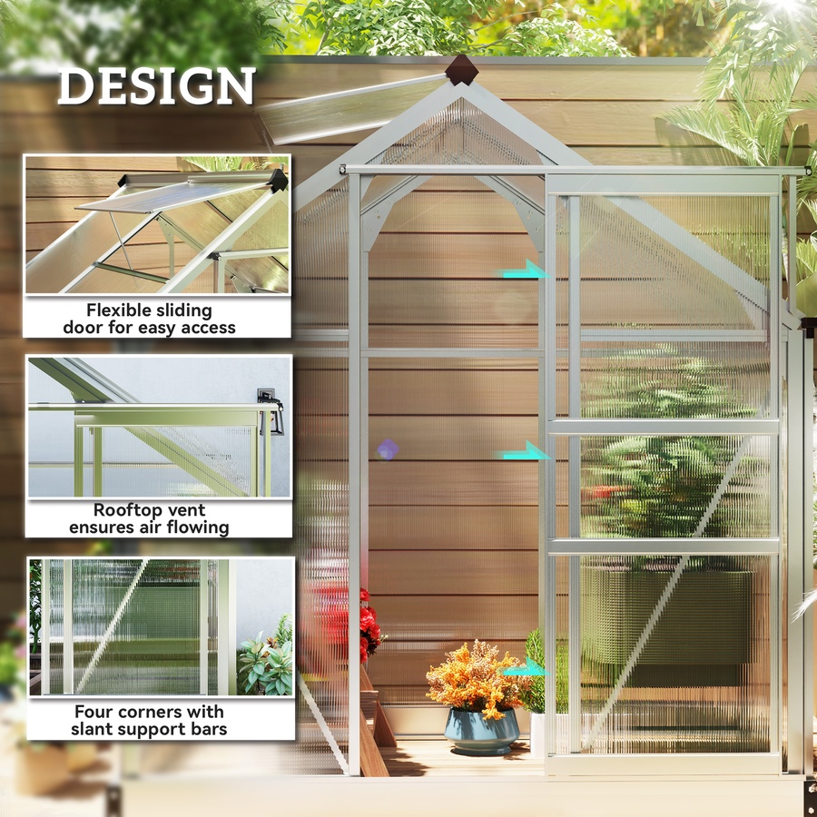 Image 965007_ALTMORE3.jpg, Product 965-007 / Price $306.99, Outsunny Greenhouse, Walk-In Hot House, Clear PC Board with Sliding Door from Outsunny on TSC.ca's Home & Garden department