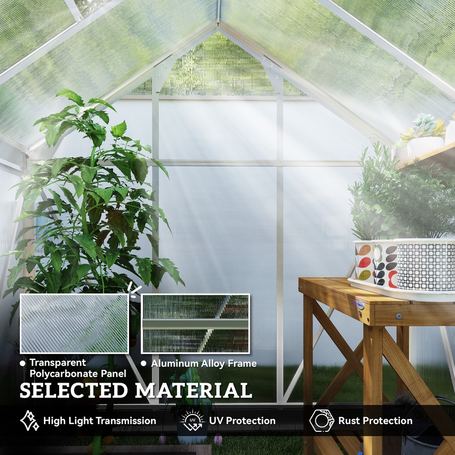 Image 965007_ALTMORE4.jpg, Product 965-007 / Price $306.99, Outsunny Greenhouse, Walk-In Hot House, Clear PC Board with Sliding Door from Outsunny on TSC.ca's Home & Garden department