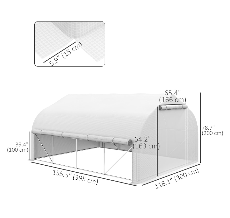 Image 965011_ALTMORE2.jpg, Product 965-011 / Price $189.99, Outsunny 13 x 9.8ft Walk-in Polytunnel Greenhouse, Zipped Roll Up Sidewalls from Outsunny on TSC.ca's Home & Garden department