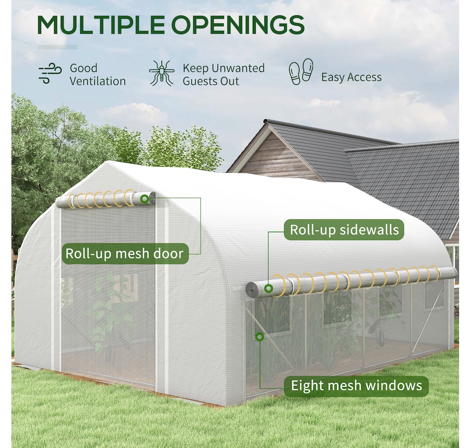 Image 965011_ALTMORE3.jpg, Product 965-011 / Price $189.99, Outsunny 13 x 9.8ft Walk-in Polytunnel Greenhouse, Zipped Roll Up Sidewalls from Outsunny on TSC.ca's Home & Garden department