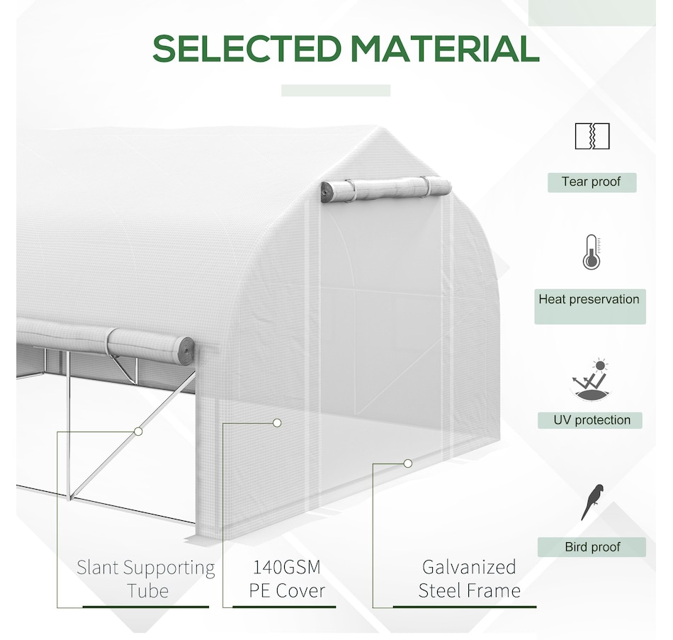 Image 965011_ALTMORE4.jpg, Product 965-011 / Price $189.99, Outsunny 13 x 9.8ft Walk-in Polytunnel Greenhouse, Zipped Roll Up Sidewalls from Outsunny on TSC.ca's Home & Garden department