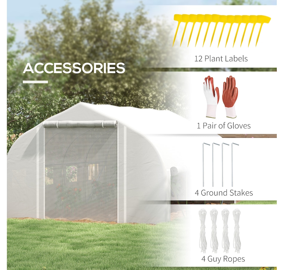 Image 965011_ALTMORE6.jpg, Product 965-011 / Price $189.99, Outsunny 13 x 9.8ft Walk-in Polytunnel Greenhouse, Zipped Roll Up Sidewalls from Outsunny on TSC.ca's Home & Garden department
