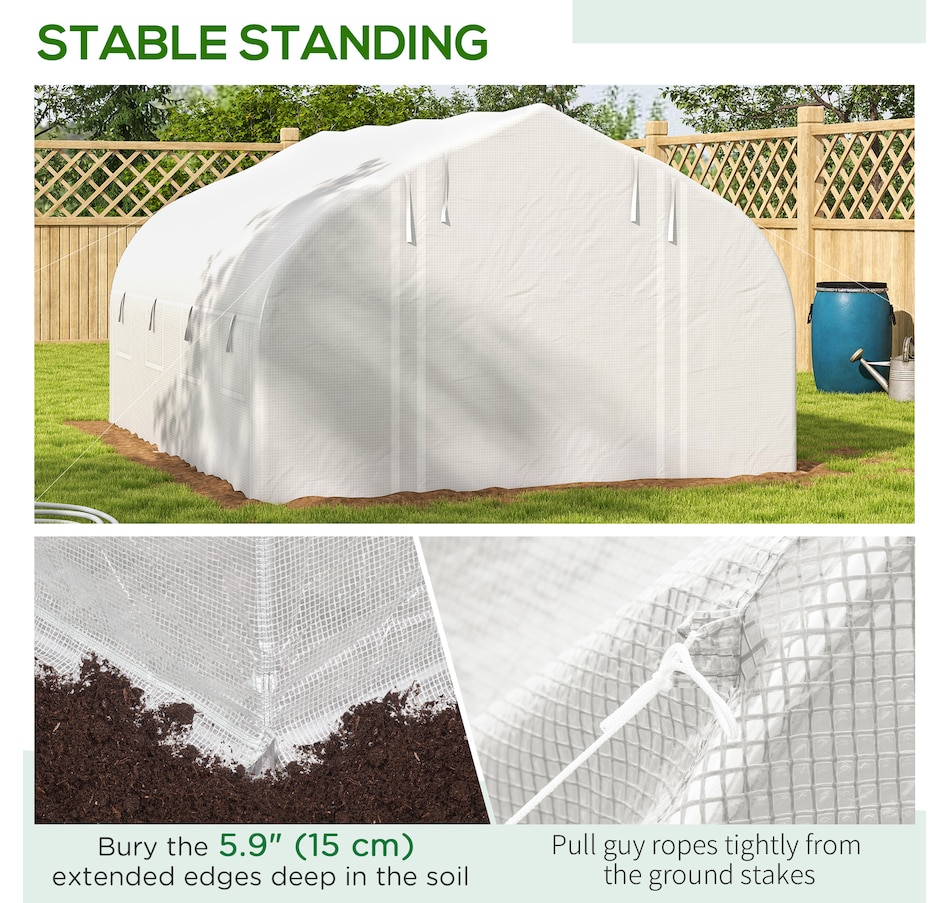 Image 965011_ALTMORE7.jpg, Product 965-011 / Price $189.99, Outsunny 13 x 9.8ft Walk-in Polytunnel Greenhouse, Zipped Roll Up Sidewalls from Outsunny on TSC.ca's Home & Garden department