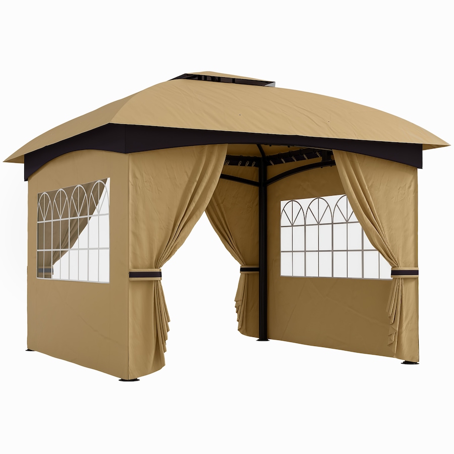 Image 965014.jpg, Product 965-014 / Price $269.99, Outsunny 11' x 11' Outdoor Gazebo with Curtains, Church Windows, Beige from Outsunny on TSC.ca's Home & Garden department