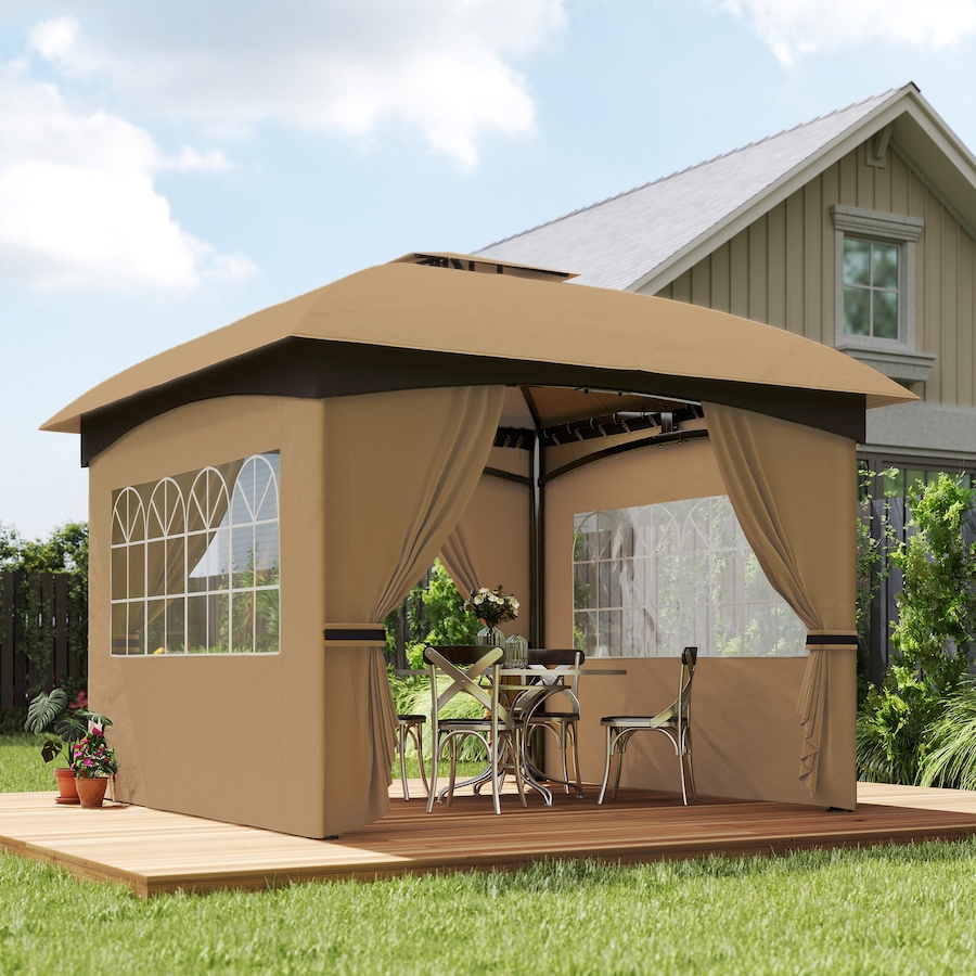 Image 965014_ALTMORE1.jpg, Product 965-014 / Price $269.99, Outsunny 11' x 11' Outdoor Gazebo with Curtains, Church Windows, Beige from Outsunny on TSC.ca's Home & Garden department