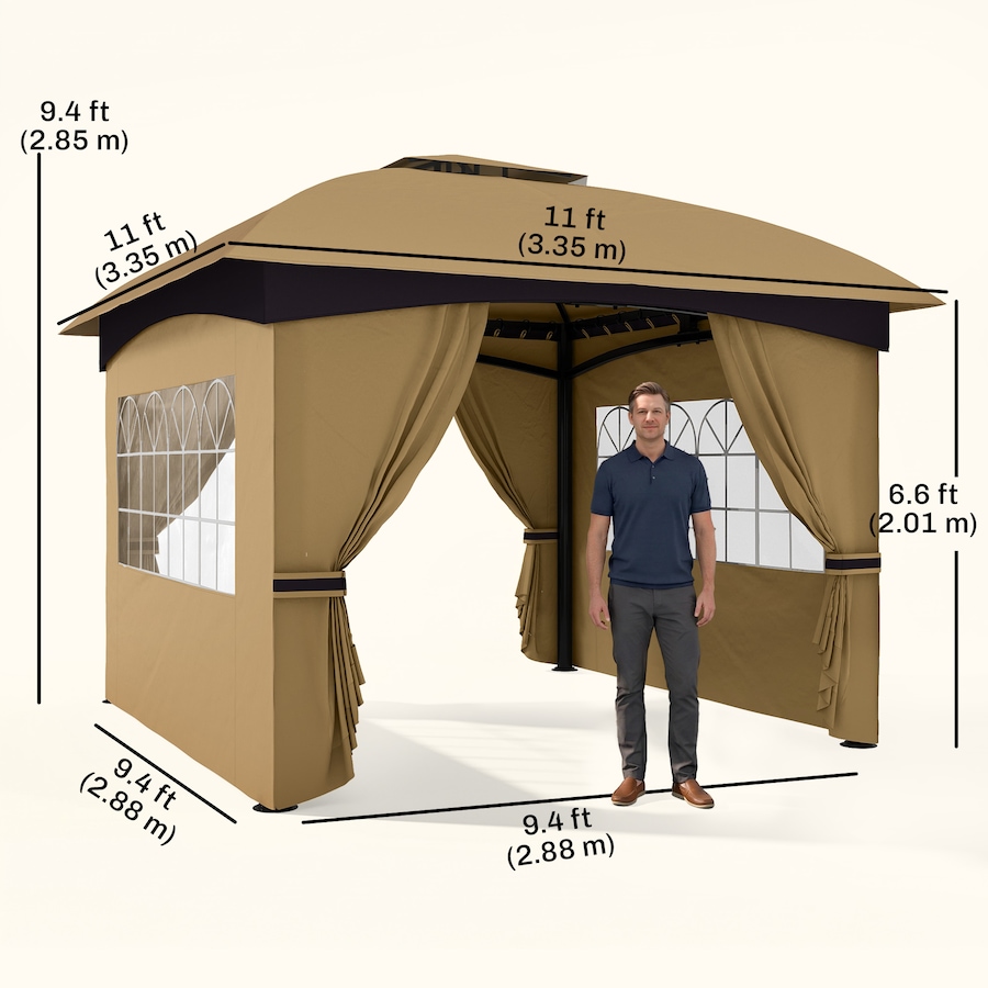 Image 965014_ALTMORE10.jpg, Product 965-014 / Price $269.99, Outsunny 11' x 11' Outdoor Gazebo with Curtains, Church Windows, Beige from Outsunny on TSC.ca's Home & Garden department